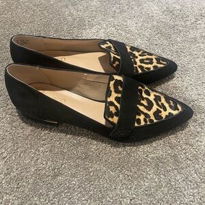 Franco Sarto Leopard Print Black Loafers